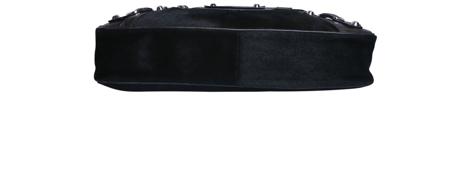 Chevre Classic Hardware First Shoulder Bag, &pound;520, Handbags, Black, Lace/Pony / Calfhair, Top view